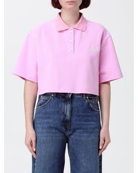 MSGM - Polo Crop De Algodón Con Logo - Lyst