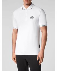 Philipp Plein - Slim Fit Cotton Polo Shirt With Graphic Print And Ribbed Collar - Lyst