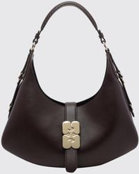 Ganni - Kat Recycled Leather Shoulder Bag With Butterfly Monogram - Lyst