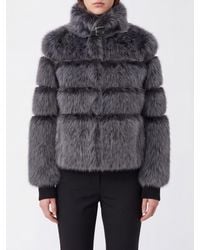 Patrizia Pepe - Faux Fur Jacket With High Neck And Buckle - Lyst