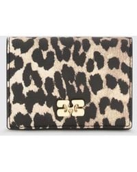Ganni - Animal Print Recycled Leather Flap Wallet - Lyst