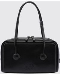 Marge Sherwood - Boston Calf Leather Shoulder Bag With Embossed Logo - Lyst
