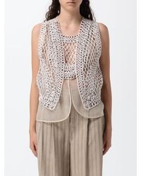 Emporio Armani - Crochet Tailored Vest With Square Neckline And Asymmetrical Hem - Lyst