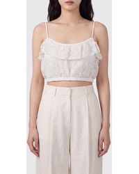 Antik Batik - Embroidered Sangallo Cotton Cropped Top With Thin Straps - Lyst