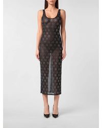 Philipp Plein - Rhinestone Jersey Midi Dress - Lyst