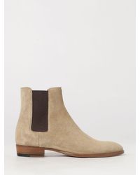 Saint Laurent - Suede Chelsea Boots With Round Toe - Lyst