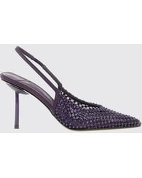 Le Silla - Gilda Crystal-Embroidered Satin And Mesh Slingback Pumps - Lyst