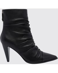 Pinko - Vane Ankle Boots Aus Drapiertem Leder Mit Hohem Ausgestelltem Absatz Und Mandelförmiger Kappe - Lyst