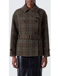 Chloé - Chlo&Eacute Tartan Wool-Blend Double-Breasted Peacoat With Waist Belt - Lyst