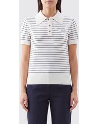 A.P.C. - Striped Knit Cotton Polo Shirt With Short Sleeves And Patch Pocket - Lyst