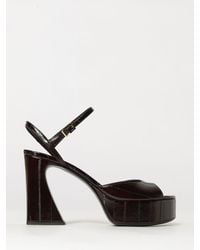 Fendi - High-Heeled Eel Leather Platform Sandals With An Ankle Strap - Lyst