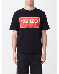 KENZO - Camiseta De Algodón Con Estampado De Logo Con Hombros Caídos Y Manga Corta - Lyst