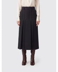 Semicouture - Janette Flared Wool-Blend Midi Skirt With Contrast Stitching - Lyst