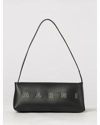 Marni - Museo Calfskin Leather Shoulder Bag With Embroidered Logo - Lyst