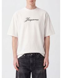 Jacquemus - Crew Neck Cotton Blend T-Shirt With Printed Contrast Logo - Lyst