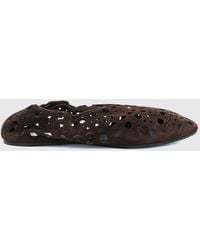 Alaïa - Vienne Perforated Suede Ballet Flats With Elasticated Heel - Lyst