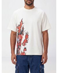 Y-3 - Cotton Crewneck T-Shirt With Contrast Graphic Print On The Chest - Lyst