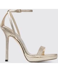 Jimmy Choo - Moza Laminated Leather High-Heeled Sandals With Ankle Strap - Lyst