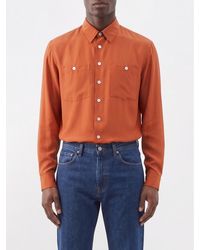 Saint Laurent - Silk Casual Shirt With French Collar And Long Sleeves - Lyst