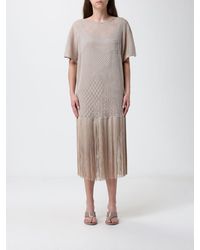 SIMONA CORSELLINI - Crochet Midi Dress With Fringes - Lyst