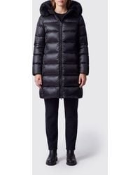 Colmar - Quilted Knee-Length Down Jacket With Shearling Hood - Lyst
