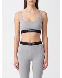 Tom Ford - Cropped Modal Bralette Top With Contrast Logo Band - Lyst