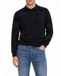 BOSS - Long-Sleeved Knit Polo Shirt - Lyst