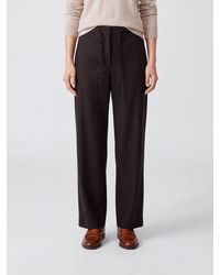Max Mara - Wide-Leg Pure Wool Trousers With Drawstring Waist - Lyst