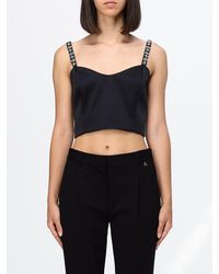 Twinset - Satin Cropped Top With Rhinestones - Lyst