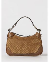 Gucci - Suede Bag With Embossed Gg Monogram - Lyst
