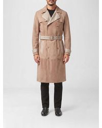 Billionaire - Double-Breasted Suede Trench Coat With Snakeskin Details - Lyst