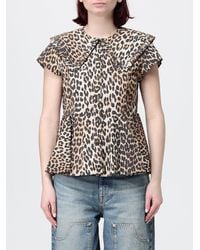 Ganni - Organic Cotton Shirt With Animal Print - Lyst