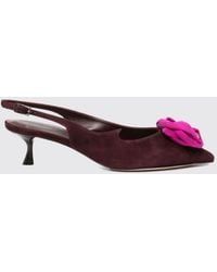 Roger Vivier - Rose Vivier Suede Slingback Pumps With Floral Embroidery And Low Heel - Lyst