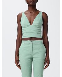 Pinko - Linen Blend Cropped Top - Lyst