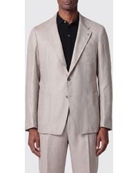 Tagliatore - Single-Breasted Linen Blazer With Lapel Collar - Lyst