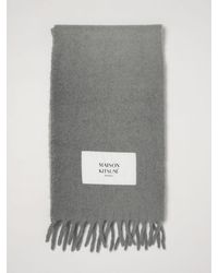 Maison Kitsuné - Maison Kitsun&Eacute Alpaca Wool Scarf With Fringed Hem And Appliqué Logo - Lyst