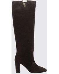 Via Roma 15 - Suede High Boots With Heel And Almond Toe - Lyst