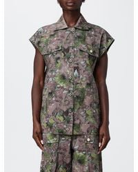 Liu Jo - Floral Cotton Vest With Rhinestones - Lyst