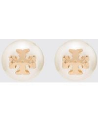 Tory Burch - Kira Ohrstecker Mit Kunstperlen Und Double T-Logo - Lyst