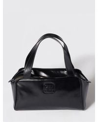 Miu Miu - Leather Handbag With Logo - Lyst