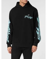 Philipp Plein - Relaxed Fit Cotton Hoodie With Logo Print - Lyst