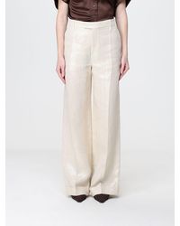 Brunello Cucinelli - Lurex Linen Palazzo Trousers - Lyst