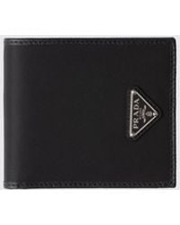 Prada - Re-Nylon And Saffiano Leather Wallet With Logo - Lyst