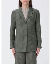 Emporio Armani - Lurex Pleated Creponne Blazer - Lyst