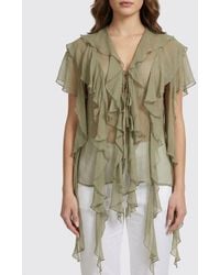 Erika Cavallini Semi Couture - Georgette Shirt With Ruffles - Lyst