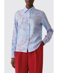 Fabiana Filippi - Long-Sleeved Floral Print Silk Shirt With French Collar - Lyst