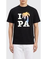 Palm Angels - Cotton Crewneck T-Shirt With Logo Print - Lyst