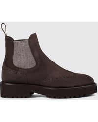 Doucal's - Suede Chelsea Boots With Brogue Detailing - Lyst
