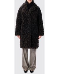 Stand Studio - Long Faux Fur Coat With Dropped Shoulders - Lyst