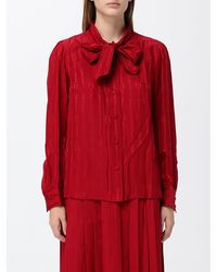 Gucci - Gg Monogram Silk Pussy-Bow Blouse With Long Sleeves - Lyst